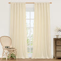 Beige Semi Sheer Linen Curtains 84 inches by LAMIT
