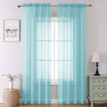 Aqua Sheer Curtains for Living Room 90 Inches Long 2 Pcs, Voile Solid Color by Lecloud