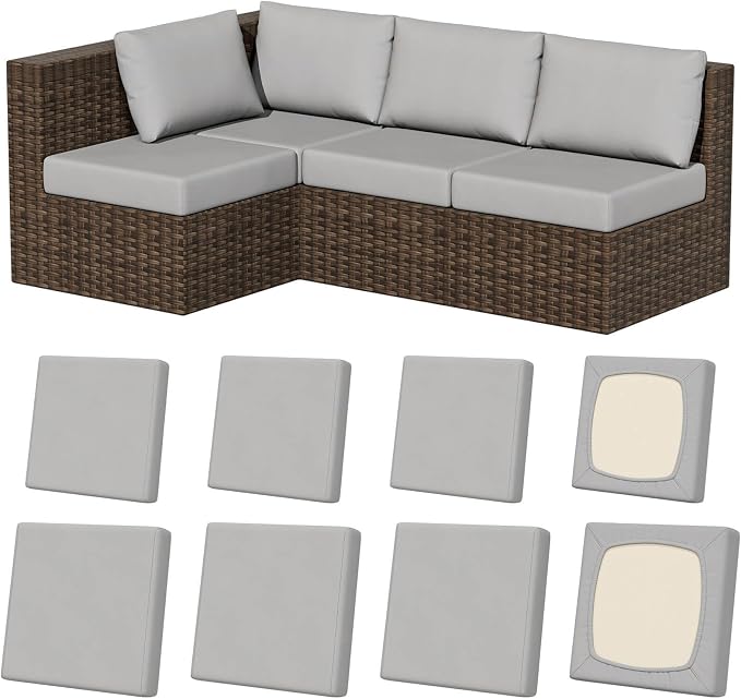 8Pcs Outdoor Cushion Covers, Stretch Patio Furniture Couch Chair Slipcovers | by VORSHAPE