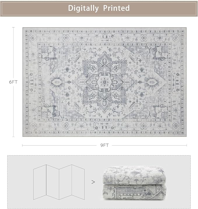 Washable Rugs 6x9 Area Rugs for Living Room, Dining Room, Playroom | Ultra Soft - Image 2