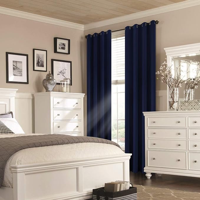 Yakamok Room Darkening Curtains 52x108 inch Length Navy Blue-Living Room | 2 - Image 2