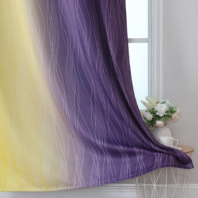 Yellow and Purple Ombre Blackout Curtains - Image 6