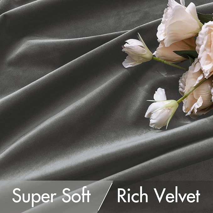MIULEE Velvet Curtains 52x84 inches 2 Panels Gray Blackout Curtains | Luxury - Image 4