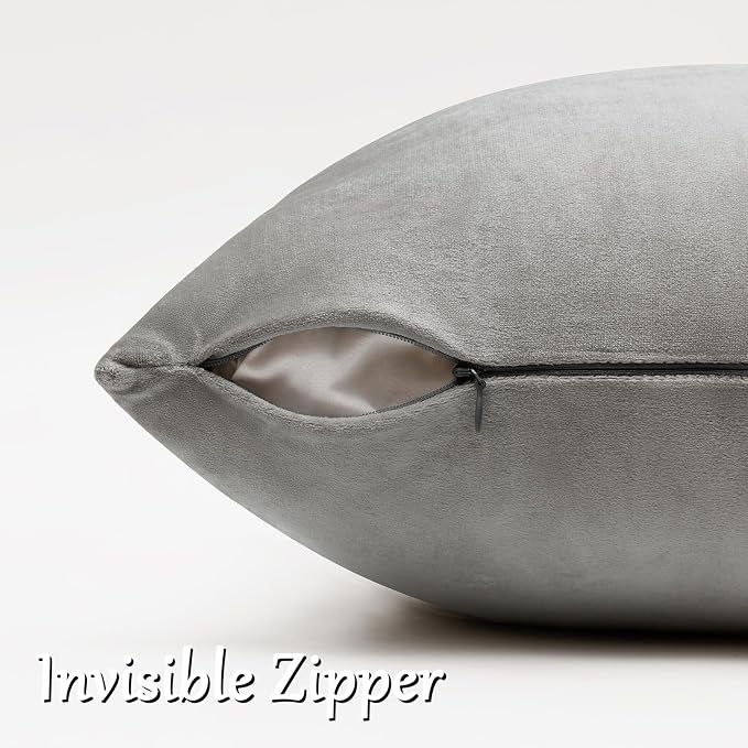GIGIZAZA Silver Grey Velvet Throw Pillow Covers 20x20 Pack of 2 | Decorative - Image 4