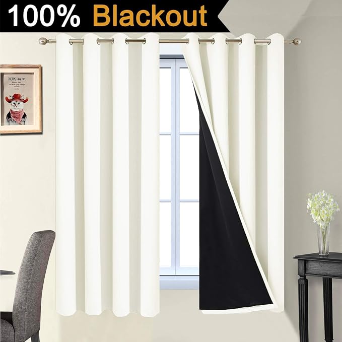 Yakamok Cream 100% Blackout Curtains 63 Inches Long - Image 2