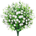 GREENRAIN Artificial Flowers Outdoor Fake Flowers for Decoration UV Resistant No Fade Faux Plastic Plants Garden Porch Window Box Décor (6 Bundles, 4#White)