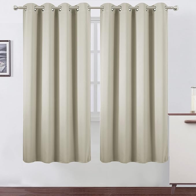 Light Beige Thermal Blackout Curtains/52 x 72 Inch/Set of 2 Panels Room by Lemomo