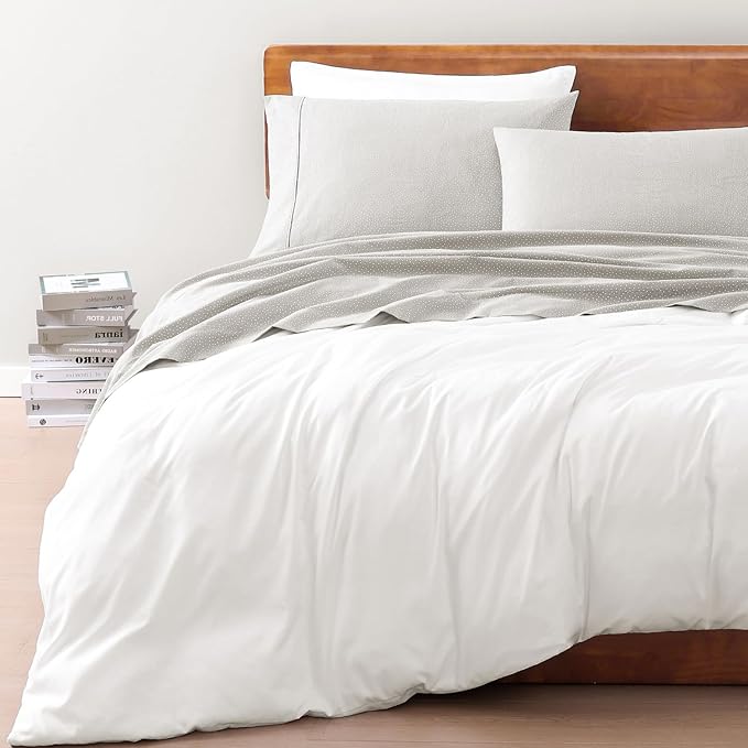 LANE LINEN 100% Organic Cotton Sheets California King Size, Low Pilling Fade Resistant Naturally Cooling Cal King Bedding Set, Soft & Comfy Sustainably Produced Printed Cotton Sheets - Snowdrop