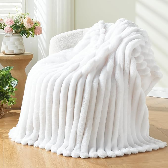 NEWCOSPLAY Fleece Ribbed Cozy Throw Blanket by NEWCOSPLAY