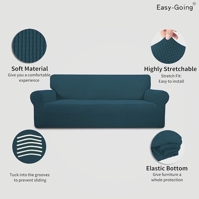 Easy-Going Stretch Oversized Sofa Couch Slipcover Washable Deep Teal | 1-Piece - Image 3