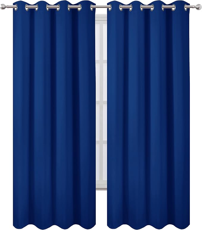 Blackout Curtains 66 x 84 inch/Royal Blue Curtains Set of 2 Panels/Thermal - Image 2