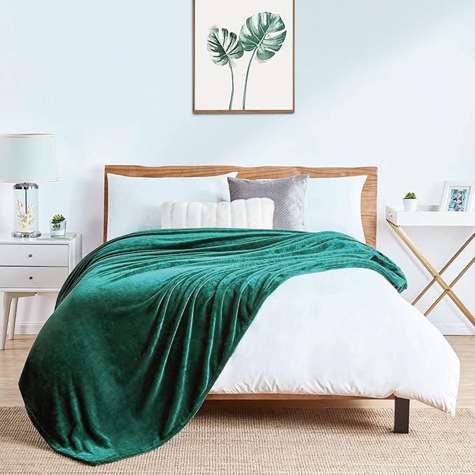 Walensee Fleece Blanket Plush Throw Fuzzy Lightweight (Queen Size 90x90 Emerald Green) Super Soft Microfiber Flannel Blankets for Couch, Bed, Sofa Ultra Luxurious Warm and Cozy for All Seasons