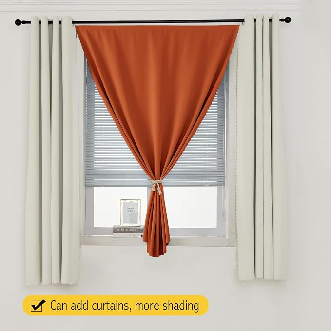 Thermal Blackout Curtains with Self-Adhesive Tape, No Rod No Drill Easy Install - Image 7