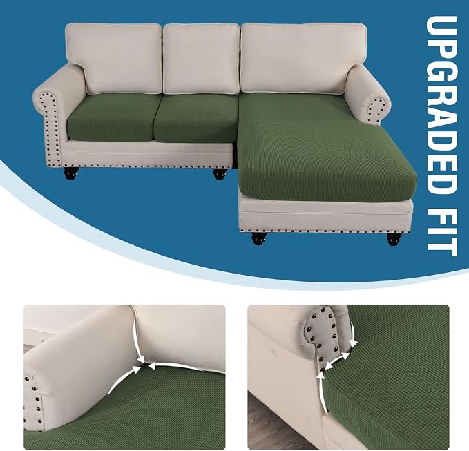 H.VERSAILTEX Sectional Couch Covers 3 Pieces Sofa Seat Cushion Covers L Shape - Image 7