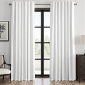 90 inch long 100% Blackout linen curtains 2 Panels set Beige White Window Drapes by Topfinel