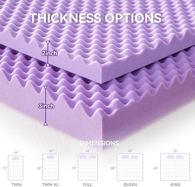 SINWEEK 1.5 Inch Egg Crate Cooling Gel Memory Foam Mattress Topper Full Size, Soft Mattress Pad for Back Pain Relief, Bed Topper, CertiPUR-US Certified