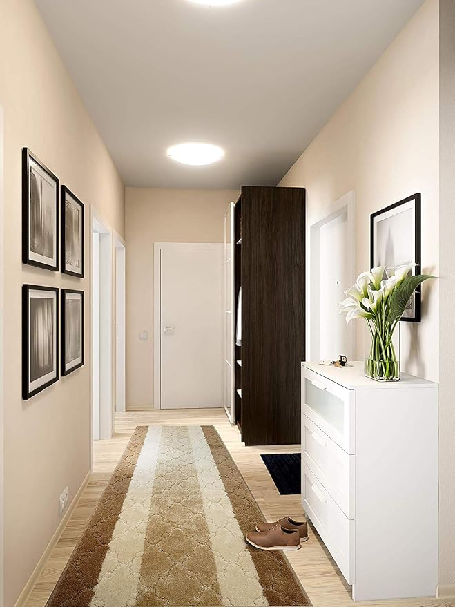 Custom Length Hallway Runner Rug, Slip Resistant, Trellis Beige, 26 Inch X 24 - Image 3