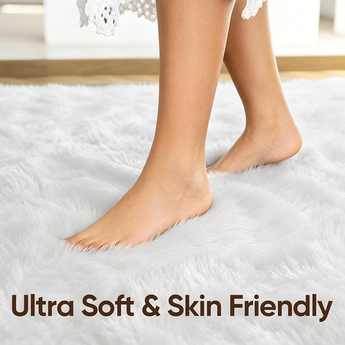 4x6 White Fluffy Soft Area Rug Non-Slip - Image 5