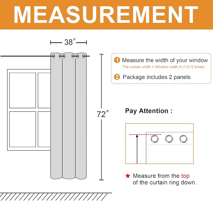 Blackout Curtains for Bedroom, 38 x 72 Inch, 2 Panels | Light Blocking - Image 7