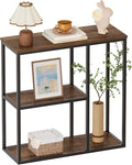 WOHOMO Console Table, Small Entryway Table with Storage Shelves 12'' Narrow Sofa Table Modern Hallway Table for Living Room 31.5" x12''x31.5'' Walnut