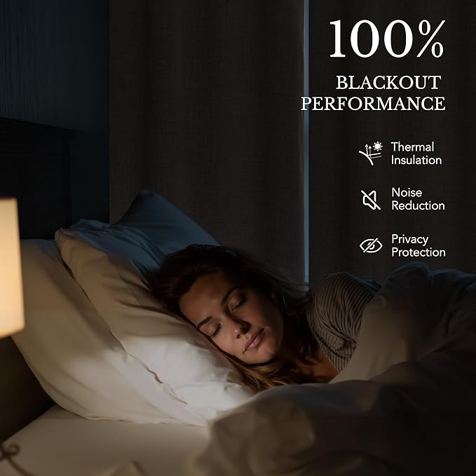 NICETOWN 100% Blackout Linen Curtains - Image 3