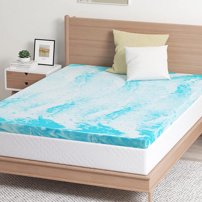 EGO Topper 2 Inch King Memory Foam Mattress Topper, Gel Foam Mattress Topper for Pressure Relief, Ventilated Design Bed Topper in a Box, CertiPUR-US Certified, 76"×80", Medium