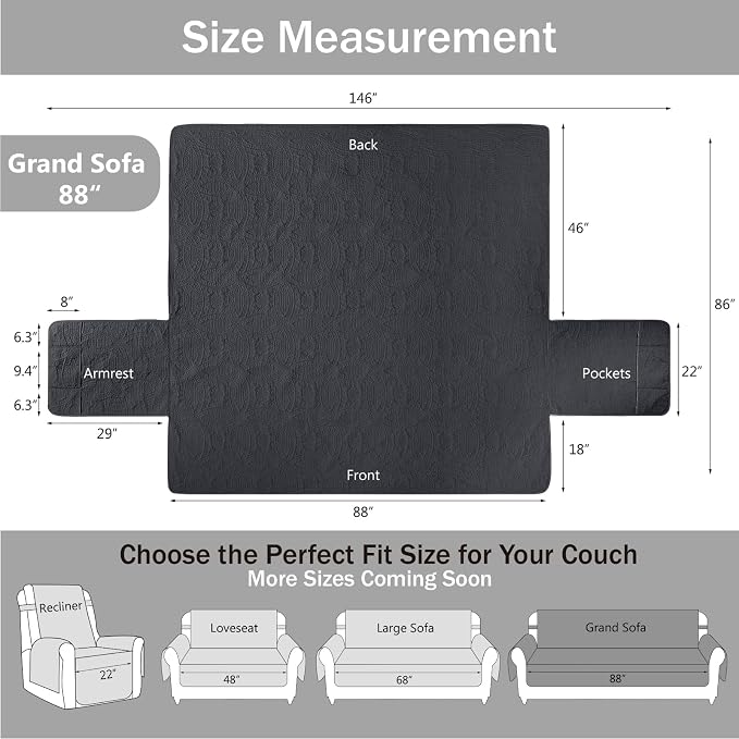 Quilted Grand Sofa Covers Washable, Couch Cover - Image 7