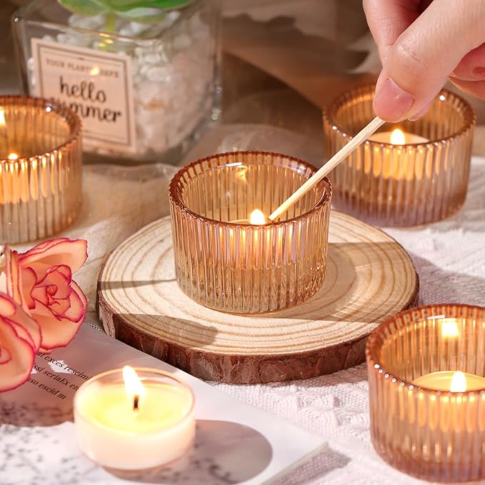 Tealight Candle Holder Set of 12,Gold Small Votive Candle Holders for Table Centerpiece,Glass Tea Light Candles Holder for Party&Home,Wedding Decor(2''Dia*1.4''H)