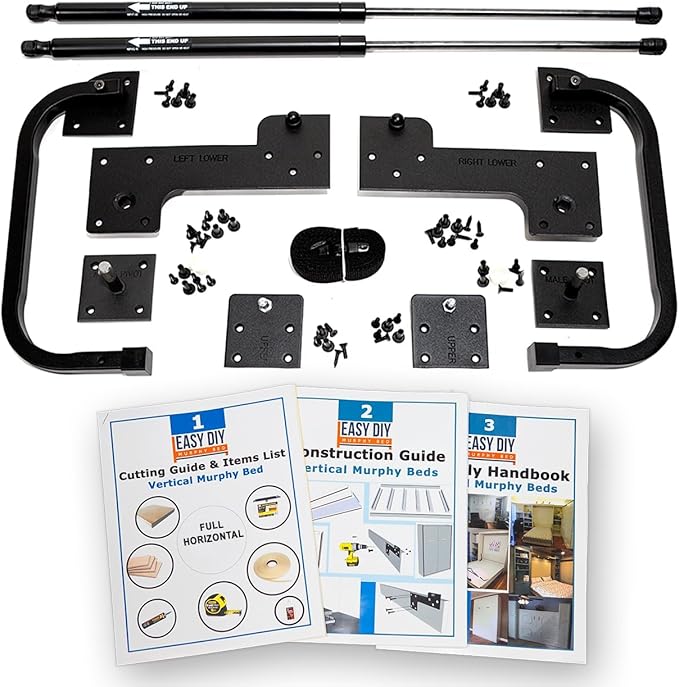 Full Size DIY Murphy Bed Hardware Kit – Horizontal Wall Bed for Space-Saving - Budget-Friendly DIY Setup -Made in USA -Hide Away Design with Full Murphy Bed Hardware - Bed Lift Mechanism - Pull Down