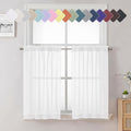 White Sheer Curtains 36 Inch Length 2 Panels Set, Airy Breathable Voile Short by Lecloud