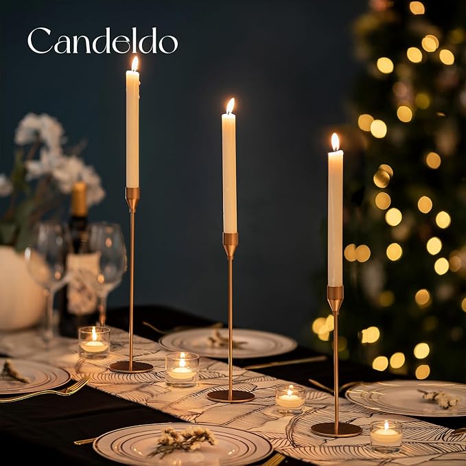 Candlestick Candle Holders Gold Taper: Candeldo Tall Brass Candles Stick Holder Decor Set of 30 Dinning Table Centerpiece Vintage Metal Candle Stand Wedding Decorations