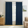2 PCs Navy Blue Pleat Wide Drapes by KEQIAOSUOCAI