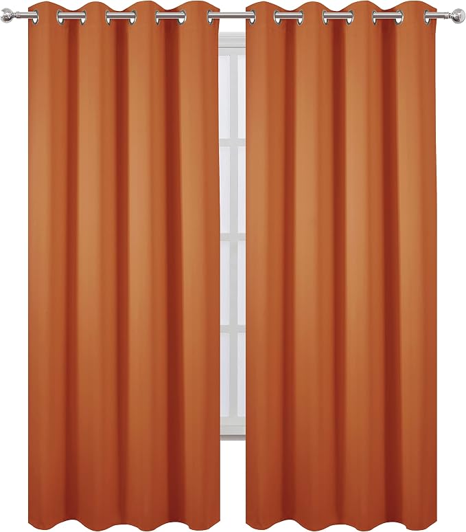 Blackout Curtains 52 x 95 inch/Orange Curtains Set of 2 Panels/Thermal - Image 2
