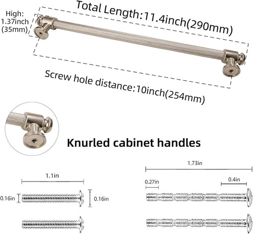 10 Pack 10 inch(254mm) Brushed Satin Nickel Cabinet Handles and Pulls - Drawer Handles for Kitchen and Dresser
