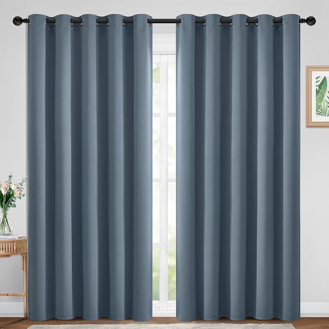Yakamok Room Darkening Curtains 70x84 inch Length Stone Blue-Living Room | 2 by Yakamok