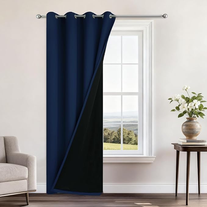 Yakamok Navy Blue Blackout Curtains 96" Long by Yakamok