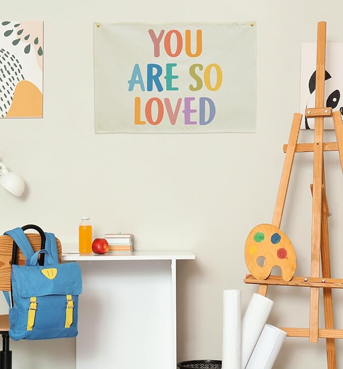 You Are So Loved-Nursery Rectangular Canvas Banner-Boho Flag Wall Sign Decor for Toddler Boy Girl Kids,Baby Room Above Crib Bedroom Playroom Reading Room Decor-Baby Shower Birthday Christmas Gift