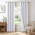 100% Blackout Linen Textured Curtains 63 Inch Long, Bright White | 100% by 100BlackoutShield