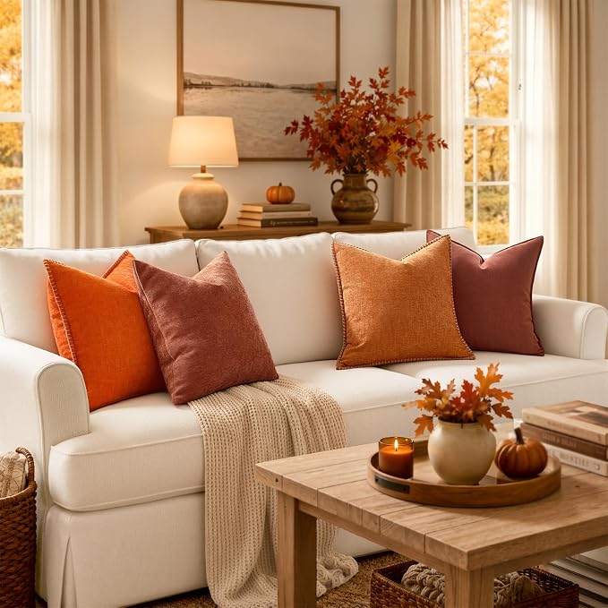 MIULEE Fall Decorative Couch Throw Pillow Covers 18x18 Inch Orange 2 Pack | - Image 7
