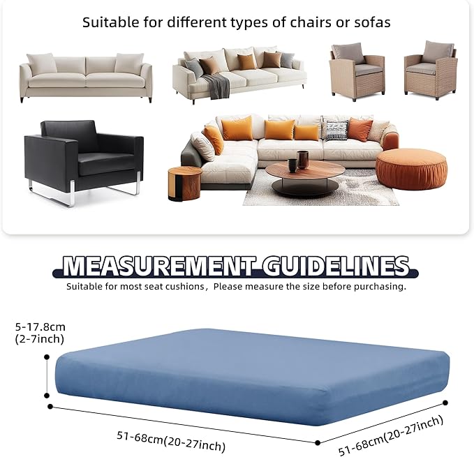 8Pcs Patio Cushion Covers, Outdoor Stretch Cushion Covers, Washable | Stretch - Image 2