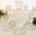 Glass Candle Holder Set of 6, Clear Candlestick Holder & Vintage Candlestick Holder, Taper Candle Holder for Table Centerpieces, Fall, Christmas, Autumn, Thanksgiving Decor