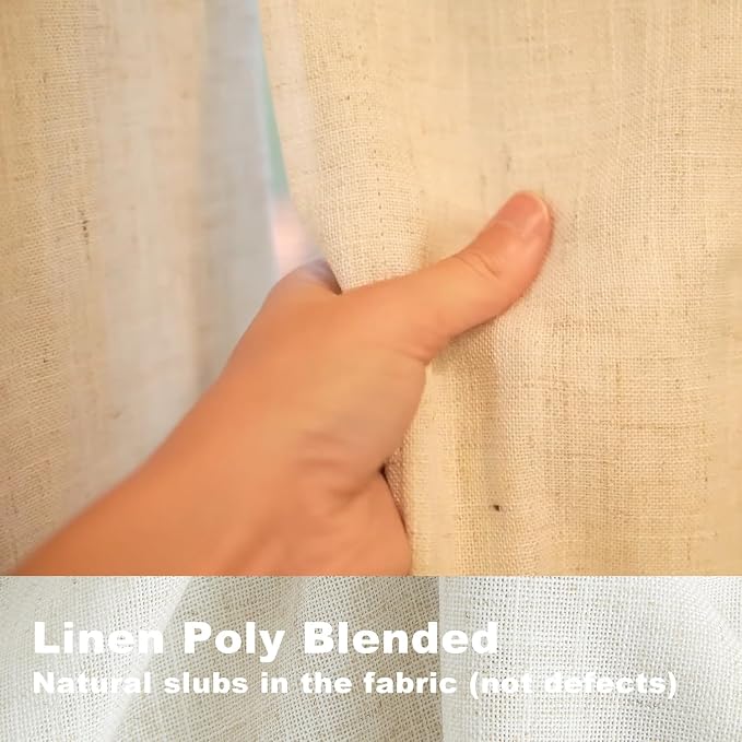 Vision Home Natural Pinch Pleated Full Blackout Curtains Linen Blended Room - Image 5
