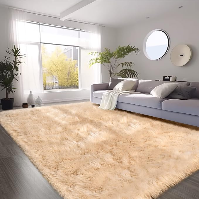 SERISSA Faux Fur Area Rug, 5x8 Feet, Luxury Shaggy Rug - Image 2