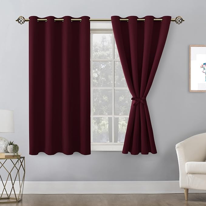 Blackout Curtains for Bedroom, 52 x 45 Inch 2 Panels | Thermal Insulated & by Hiasan