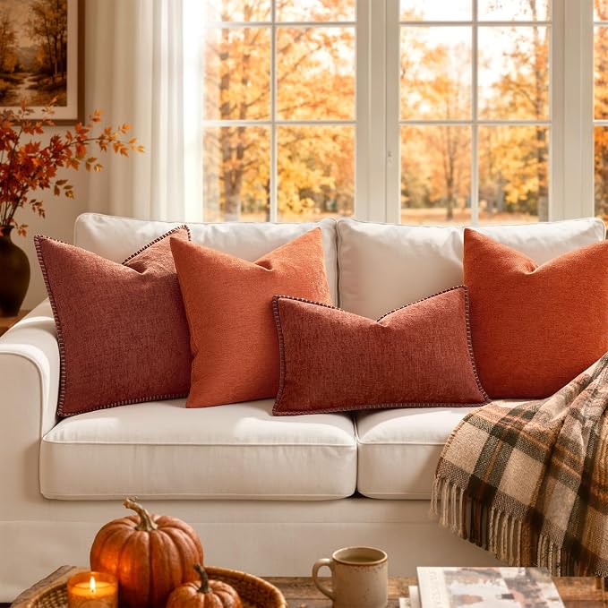 MIULEE Fall Decorative Couch Throw Pillow Covers 20x20 Inch Burnt Orange | 2 - Image 5