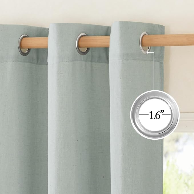 NICETOWN Sage Green Linen Kitchen Curtains 36 inch Length, Decorative Thick - Image 3