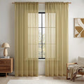 MIULEE Dark Gold Sheer Curtains 54 X 108 Inches, 2 Panels | Solid Color by MIULEE
