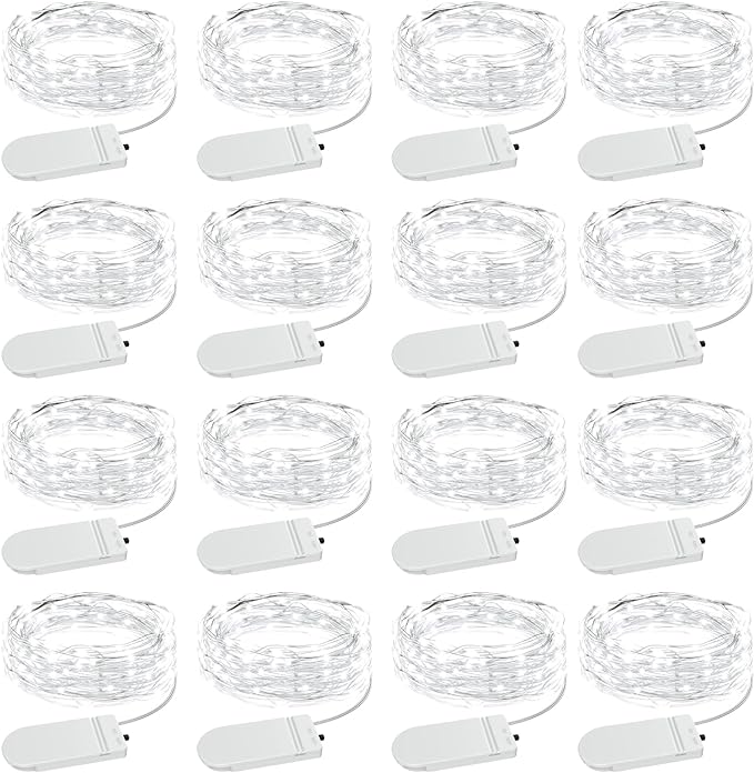Olafus 16 Pack Fairy Lights Battery Operated, IP68 Waterproof Mini String Light, 7ft Small LED Bottle Light for Wedding Vase Centerpieces Table Decorations Christmas Indoor Party Jars Gift Cool White