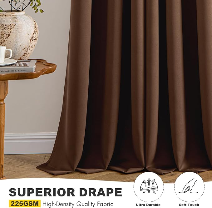 MIULEE Blackout Curtains for Bedroom 2 Panels 40 x 96 Inch Long Mocha Brown | - Image 5