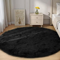 Goolela Black Round Area Rug 6ft Fluffy Fuzzy Circle Rug by Goolela